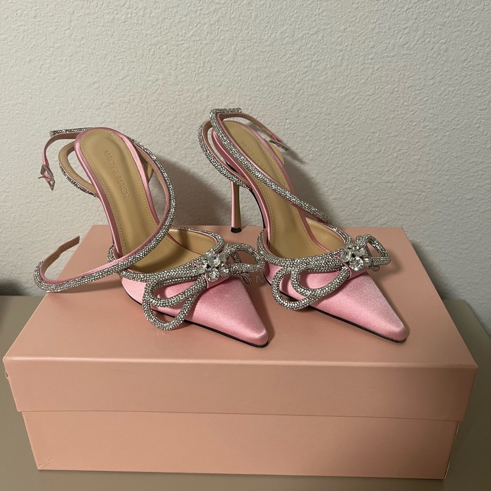 Mach & Mach Silk Satin Double Bow High Heels